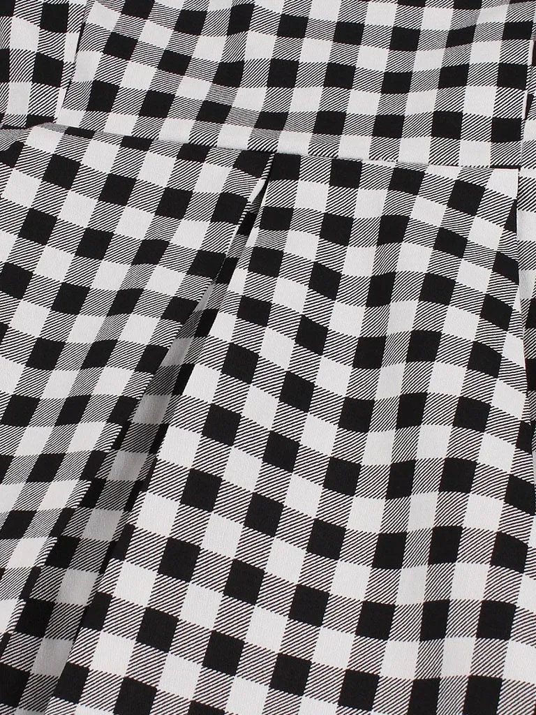 Plaid Collar Consice Short Sleeve Vintage Dress