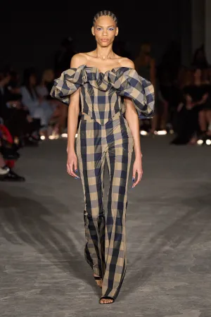 Plaid Flare Trousers