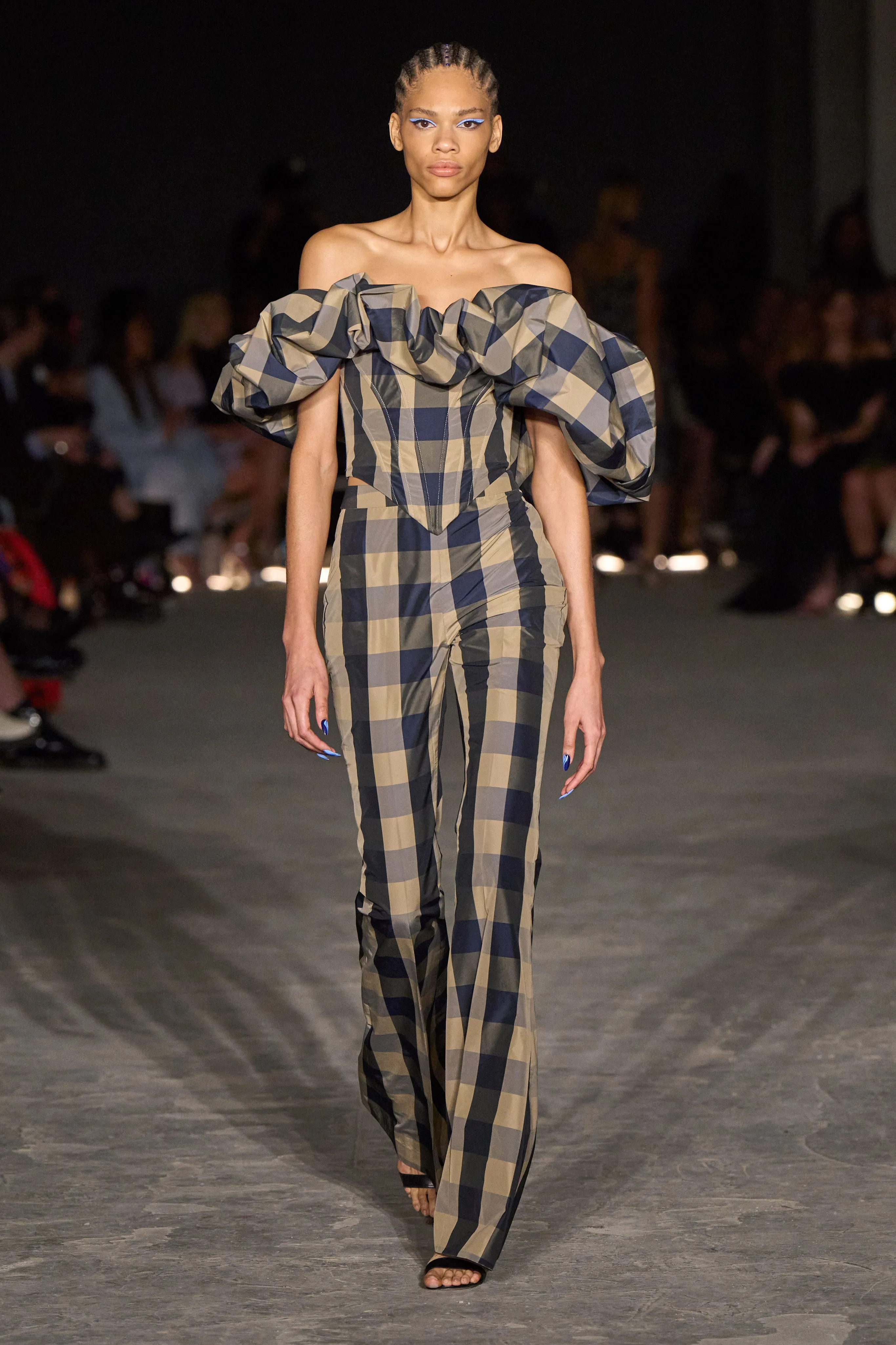 Plaid Flare Trousers