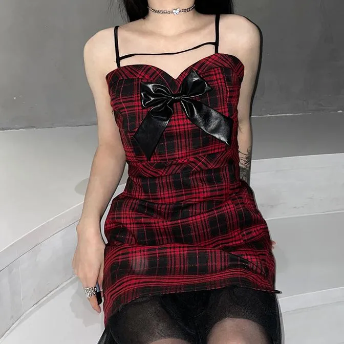 Plaid Slim Strap Dress SD01304