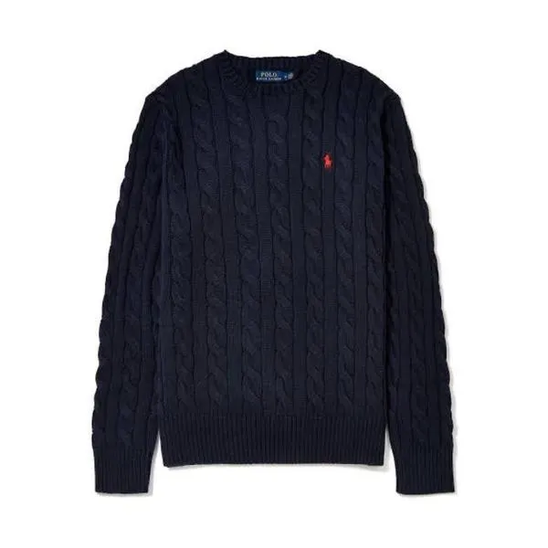Polo RL Blue Cable Knit Sweater