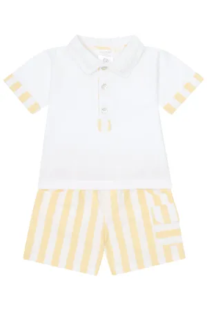 PREORDER "Nolan" Pale Yellow Striped Polo Shirt & Shorts