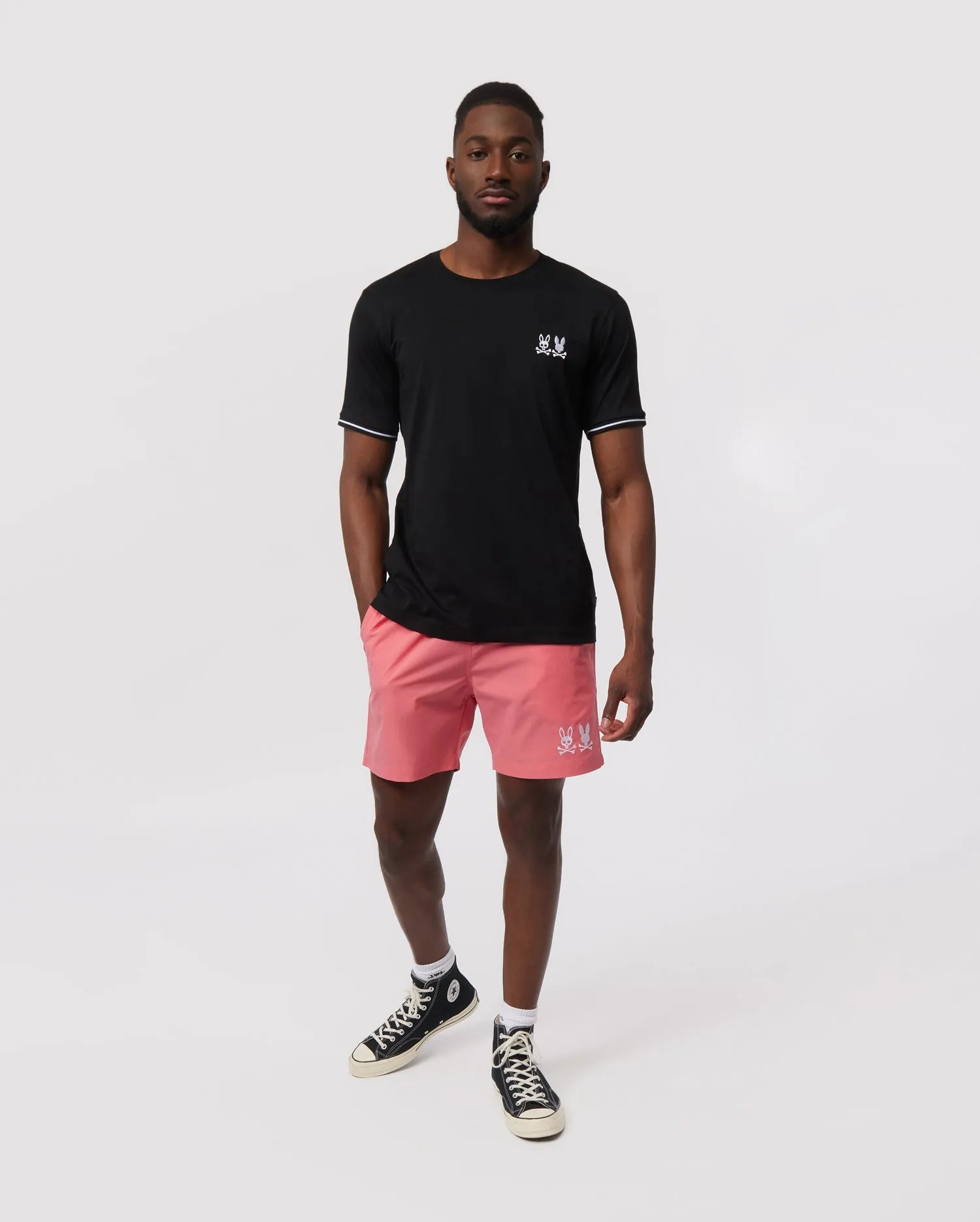 Psycho Bunny Kingwood Embroidered Twin Bunny Tee - Black