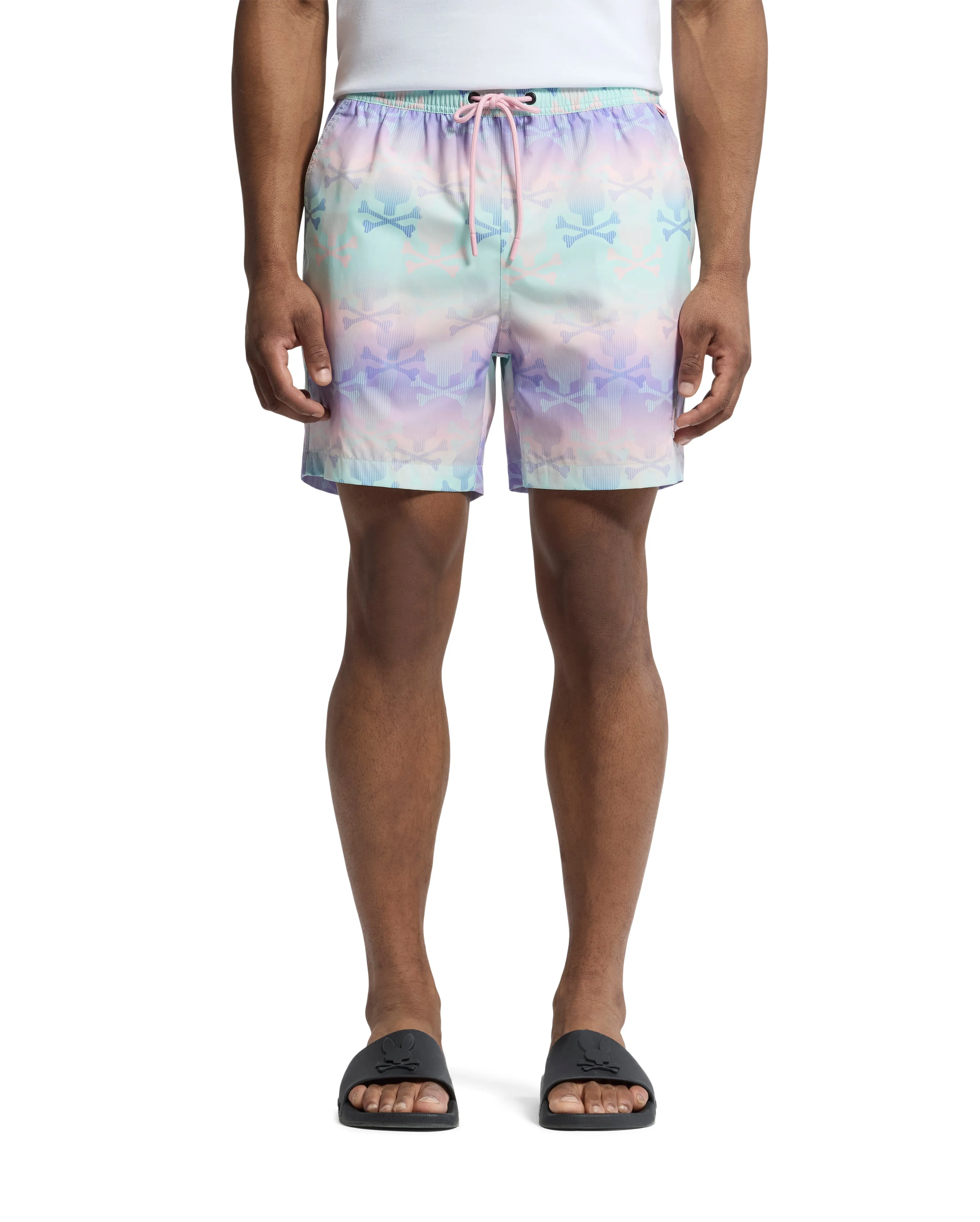 Psycho Bunny Men's Forster Bunny Printed Swim Trunks - Lavender Gray