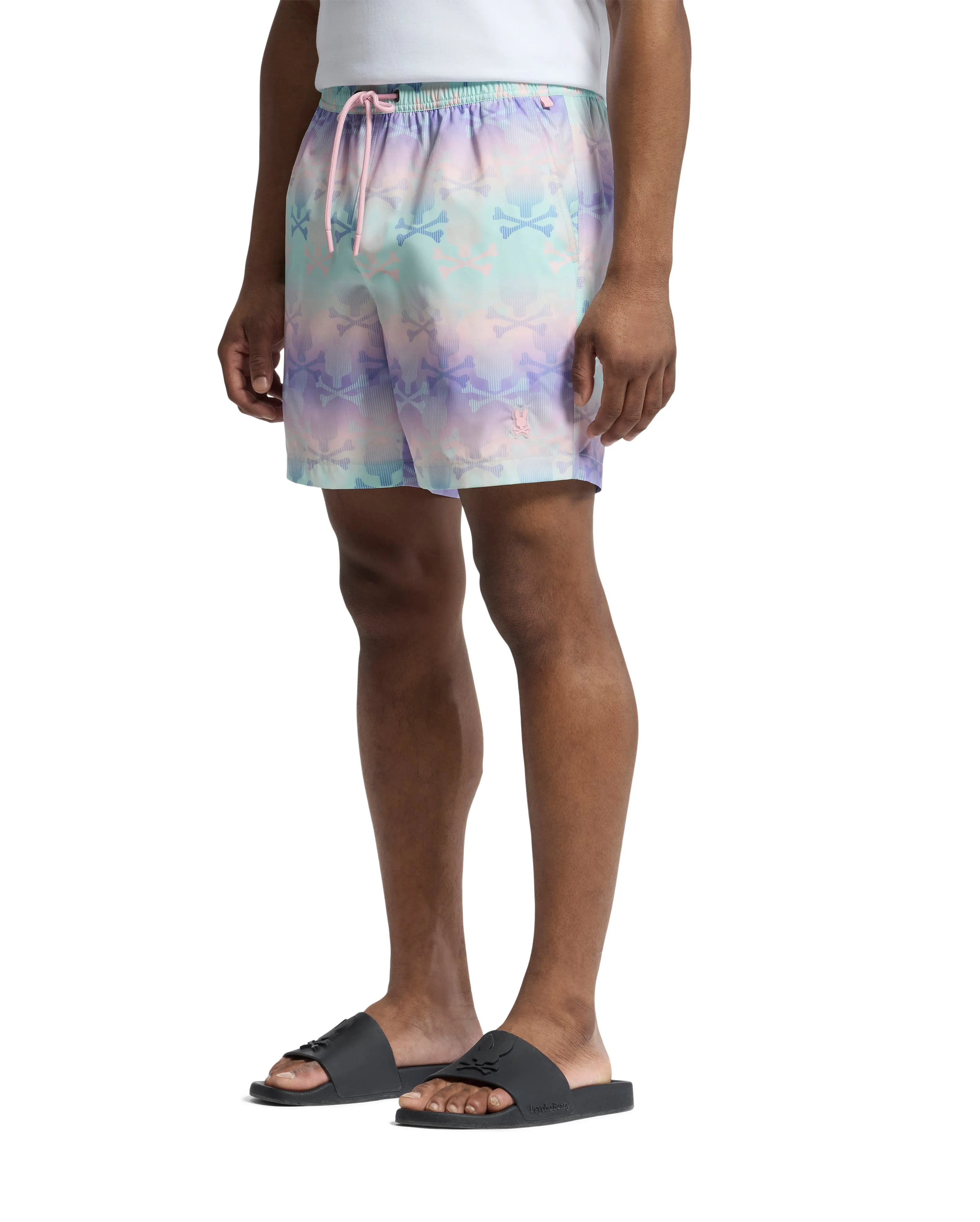Psycho Bunny Men's Forster Bunny Printed Swim Trunks - Lavender Gray