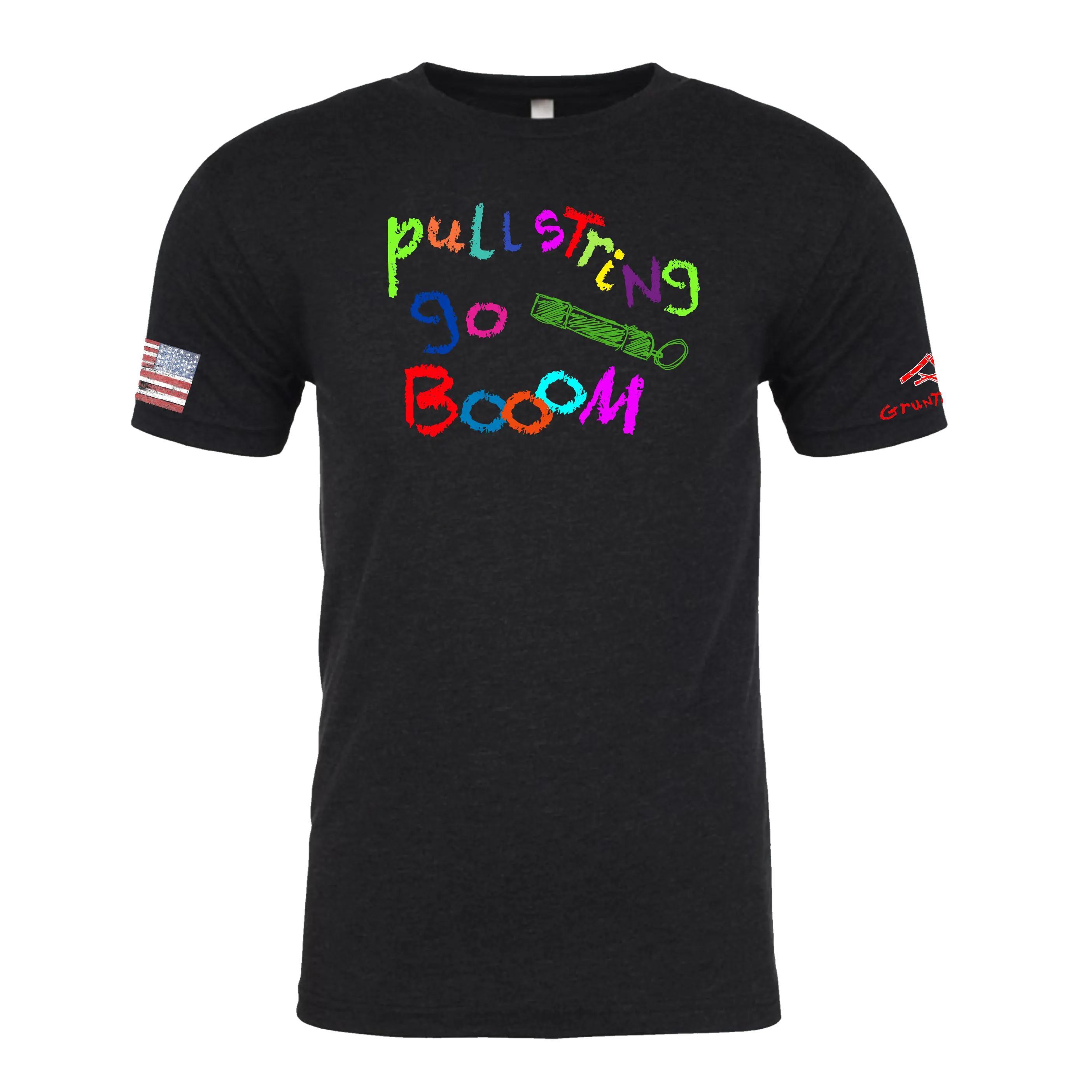 PULL STRING GO BOOM Crayon Shirt (OD OR CHARCOAL GRAY)