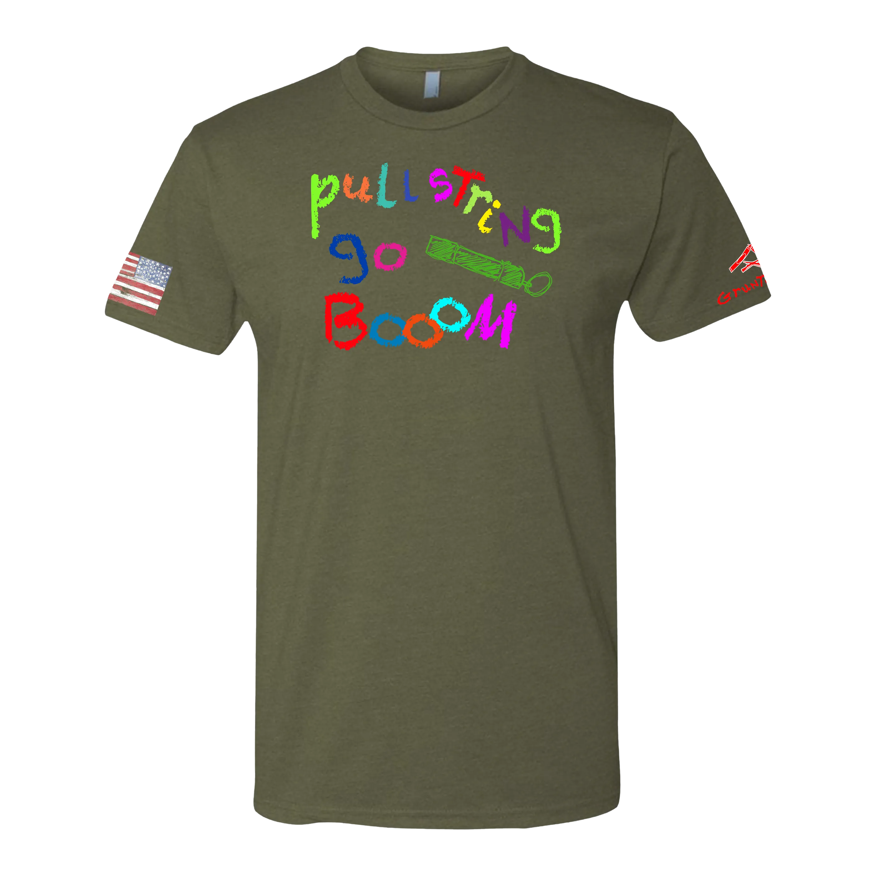 PULL STRING GO BOOM Crayon Shirt (OD OR CHARCOAL GRAY)