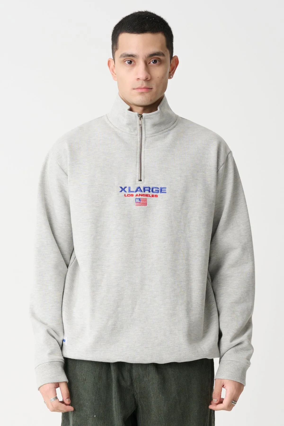 QUARTER ZIP CREW - ASH HEATHER