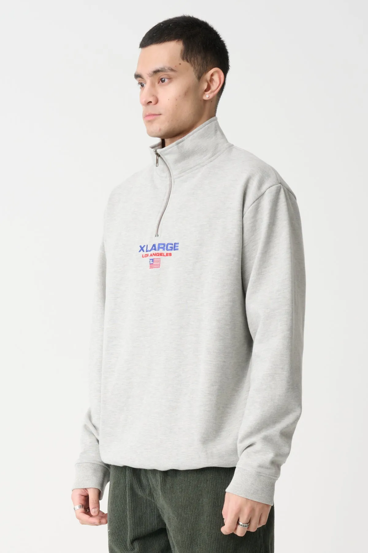 QUARTER ZIP CREW - ASH HEATHER