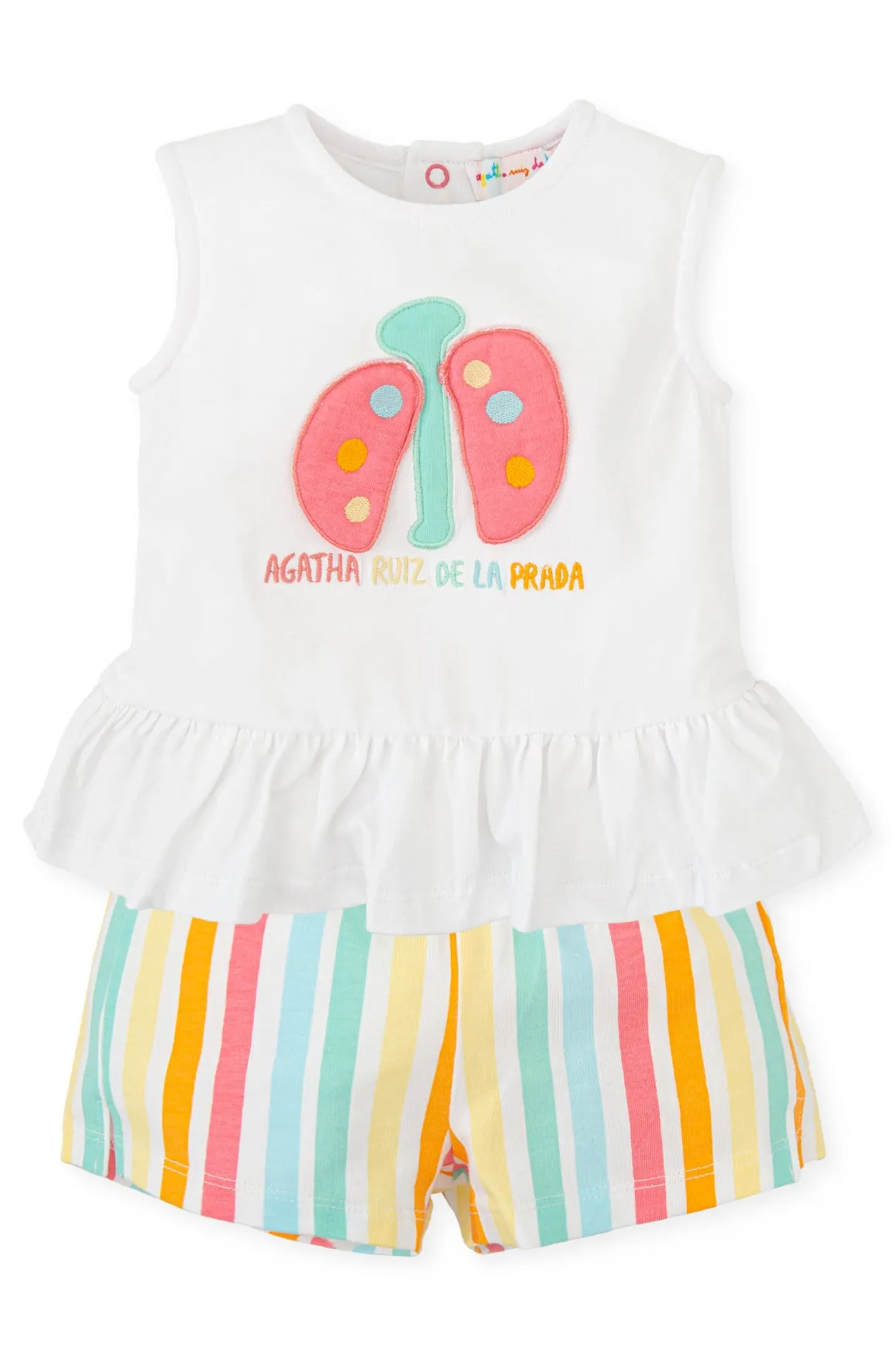 "Emaline" Multicoloured Blouse & Striped Shorts