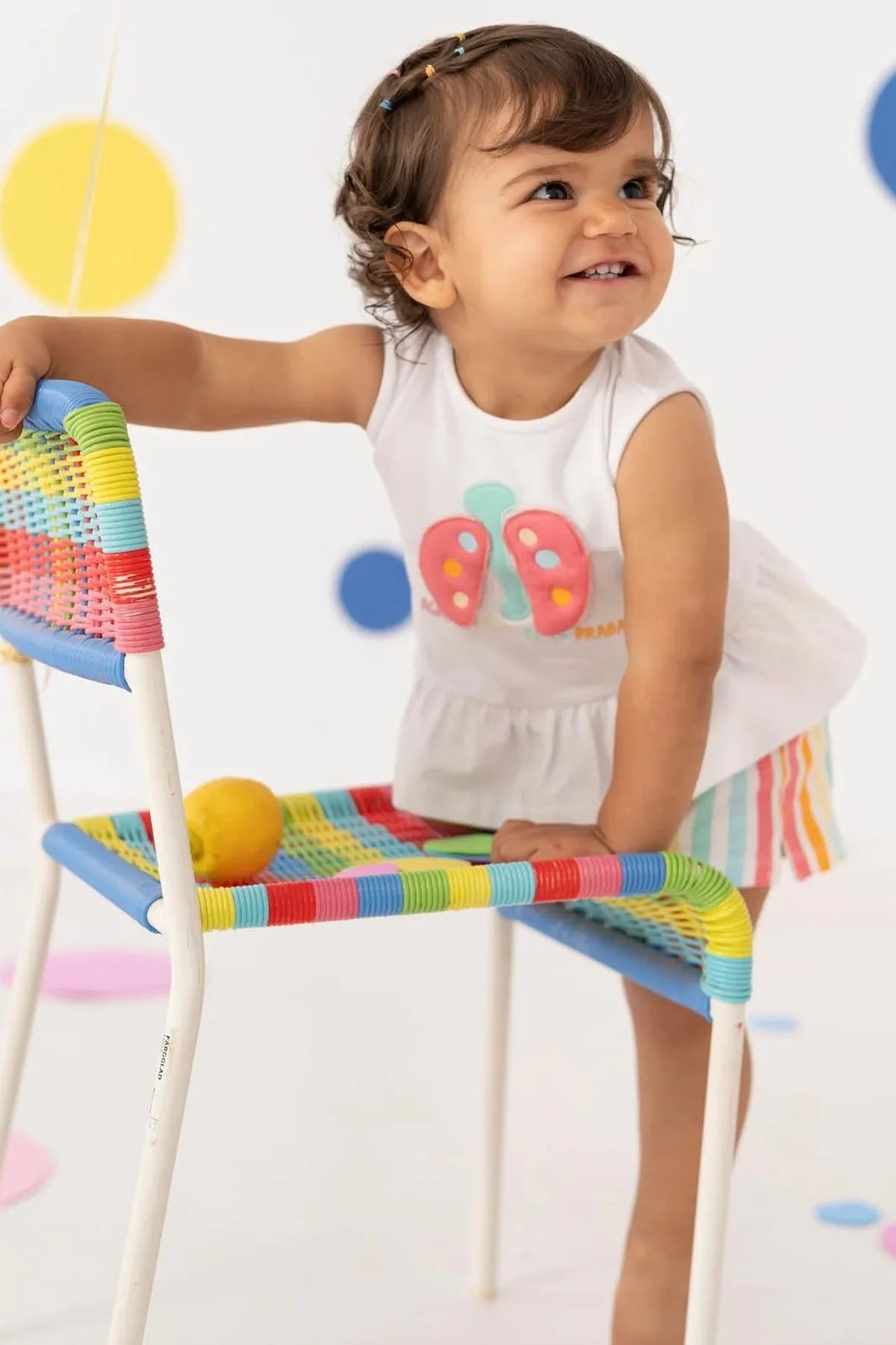 "Emaline" Multicoloured Blouse & Striped Shorts