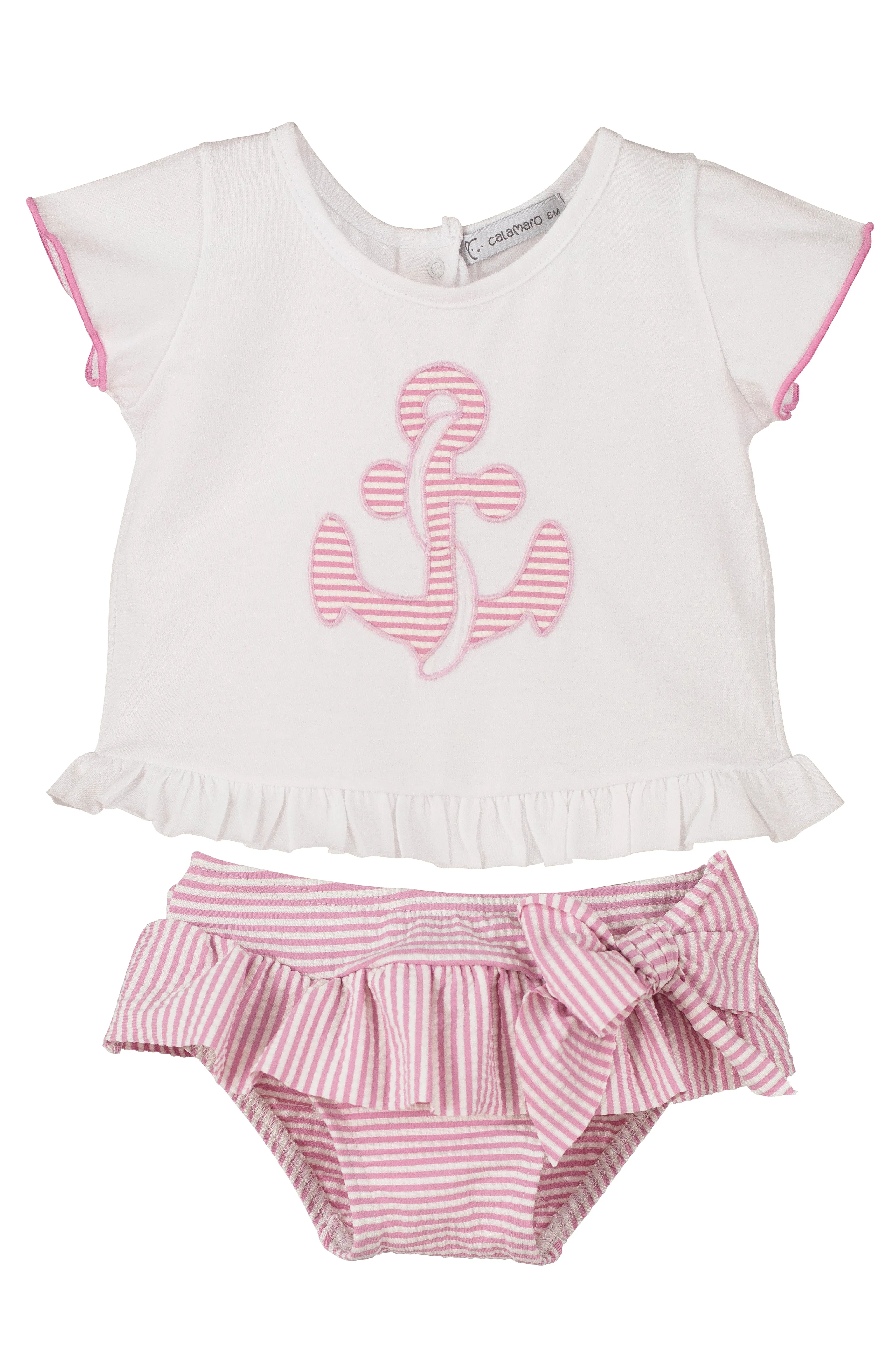 "Raya" Pink Striped Anchor Swimwear