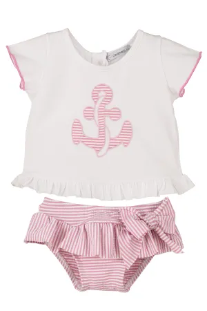 "Raya" Pink Striped Anchor Swimwear