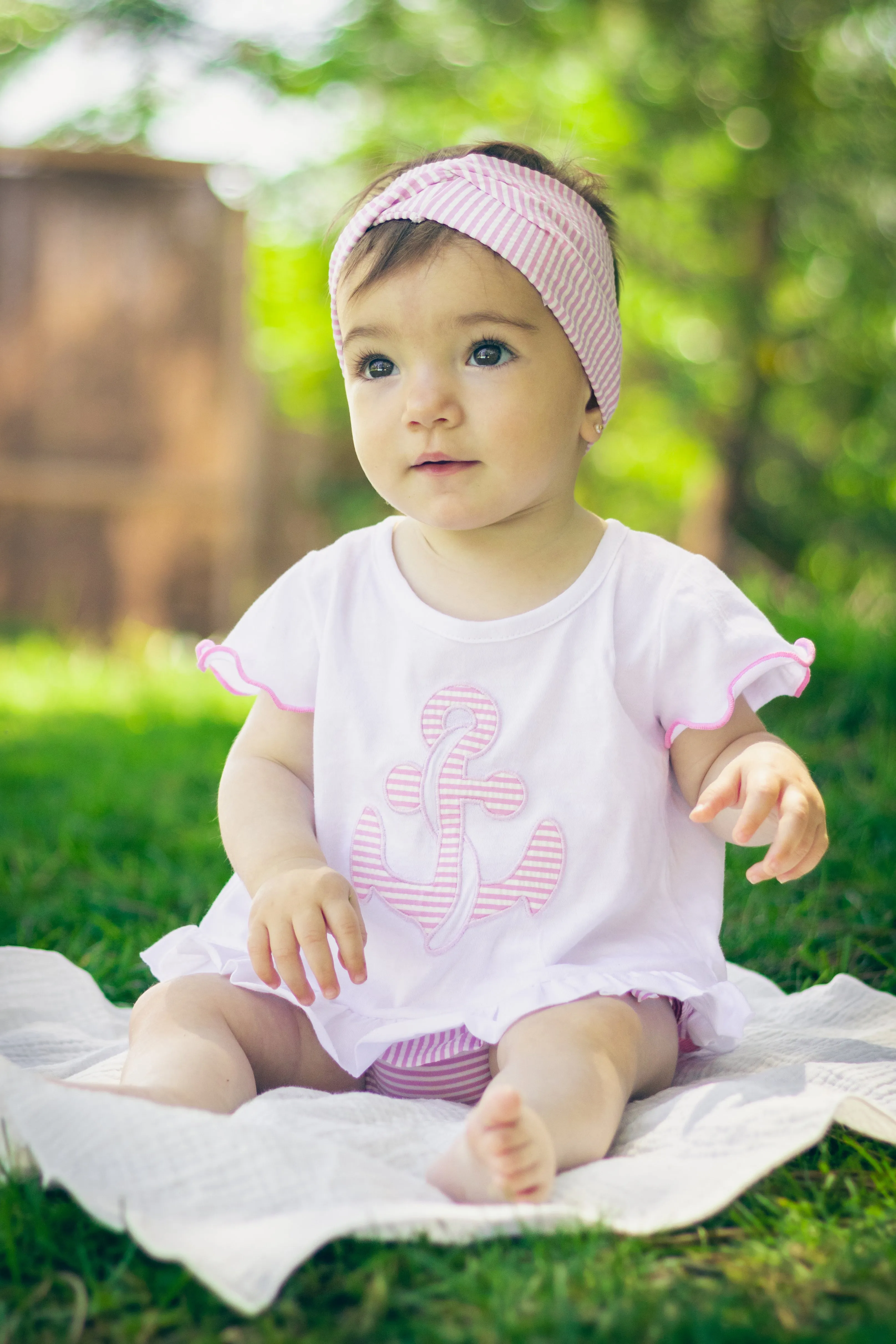 "Raya" Pink Striped Anchor Swimwear