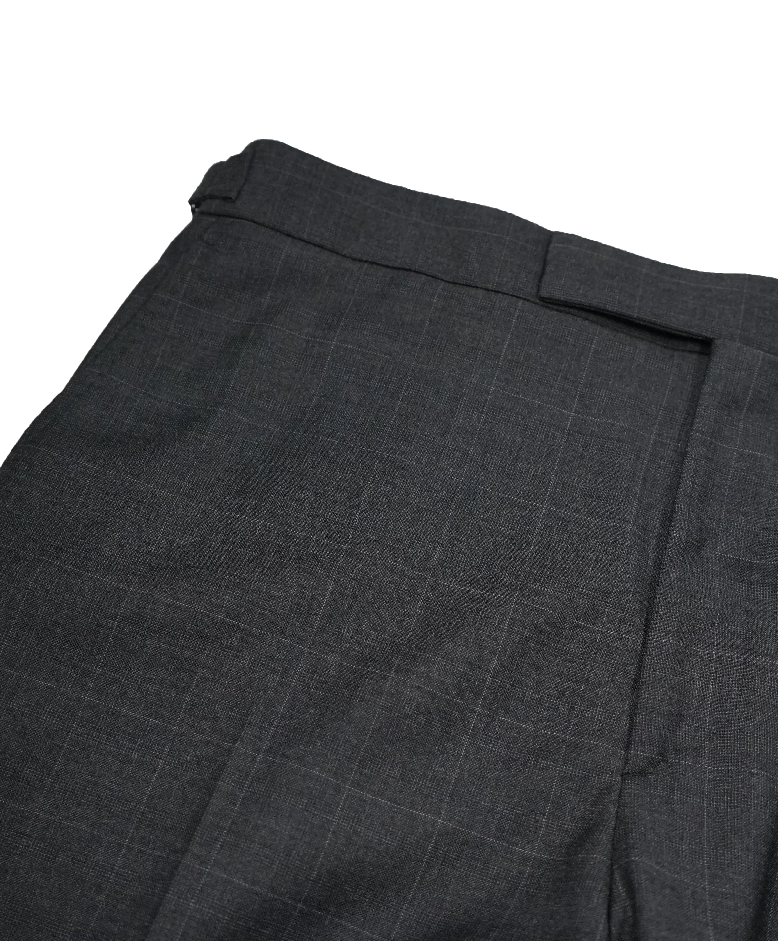 RALPH LAUREN BLACK LABEL - Gray Plaid Dress Pants With Side Tabs - 35W