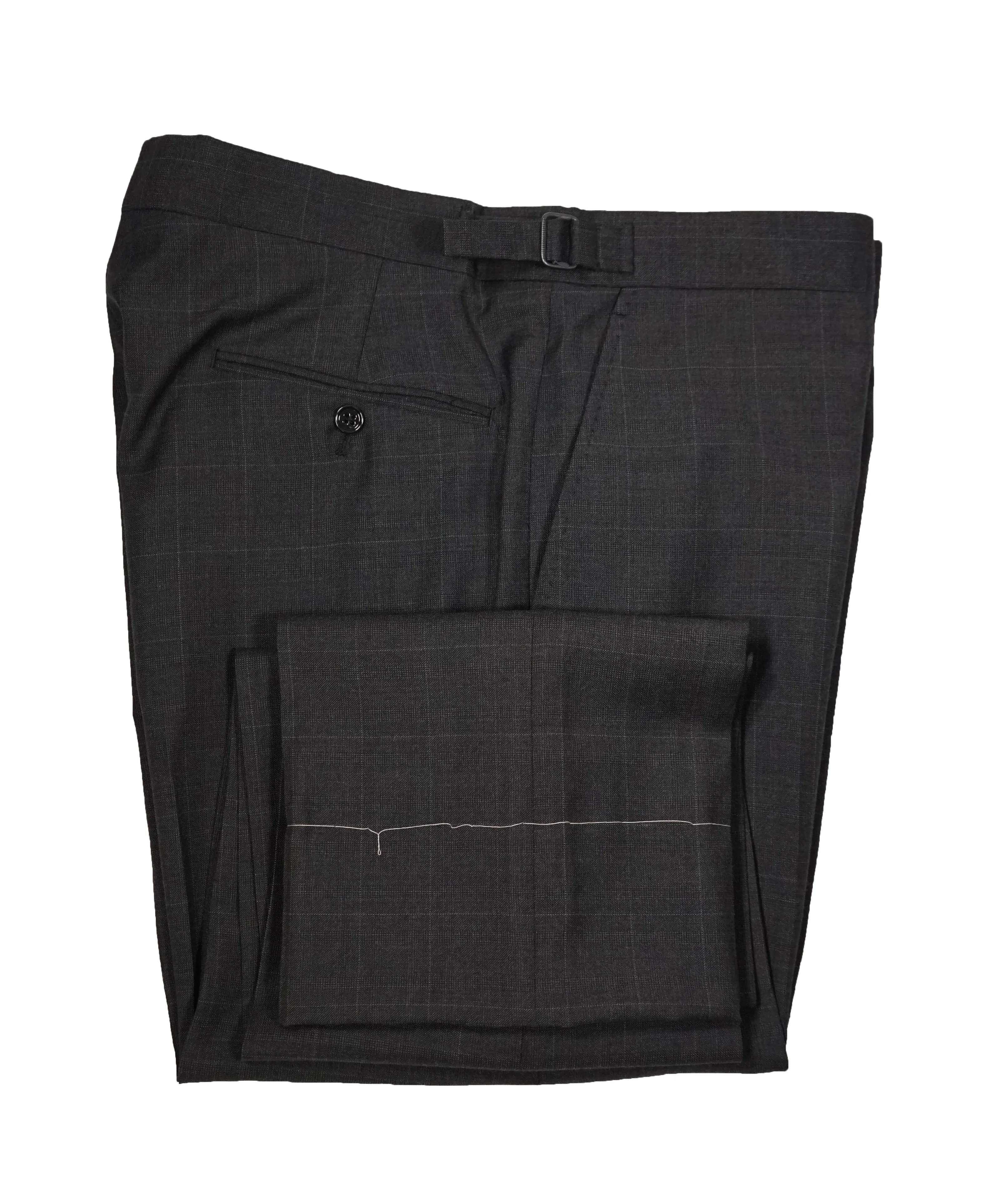 RALPH LAUREN BLACK LABEL - Gray Plaid Dress Pants With Side Tabs - 35W