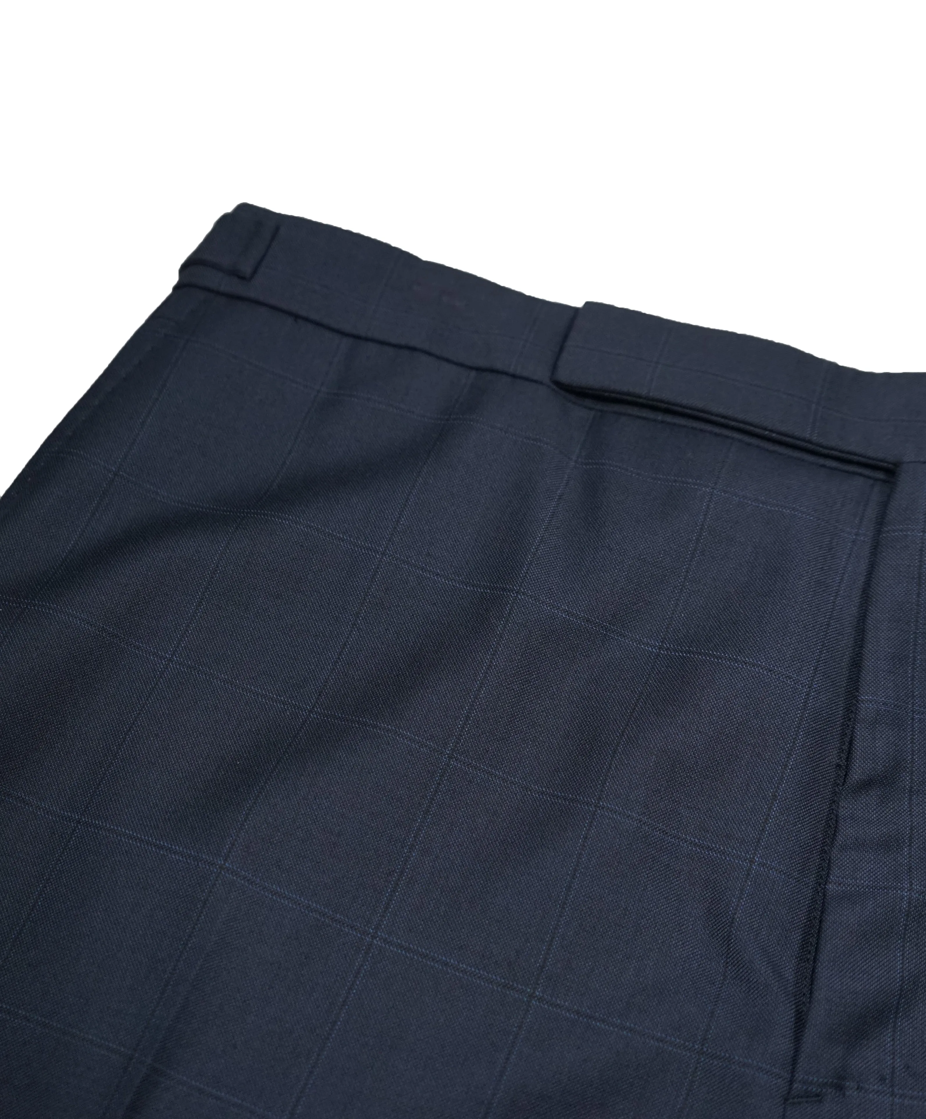 RALPH LAUREN BLACK LABEL - Navy Blue Plaid Dress Pants With Side Tabs - 37W