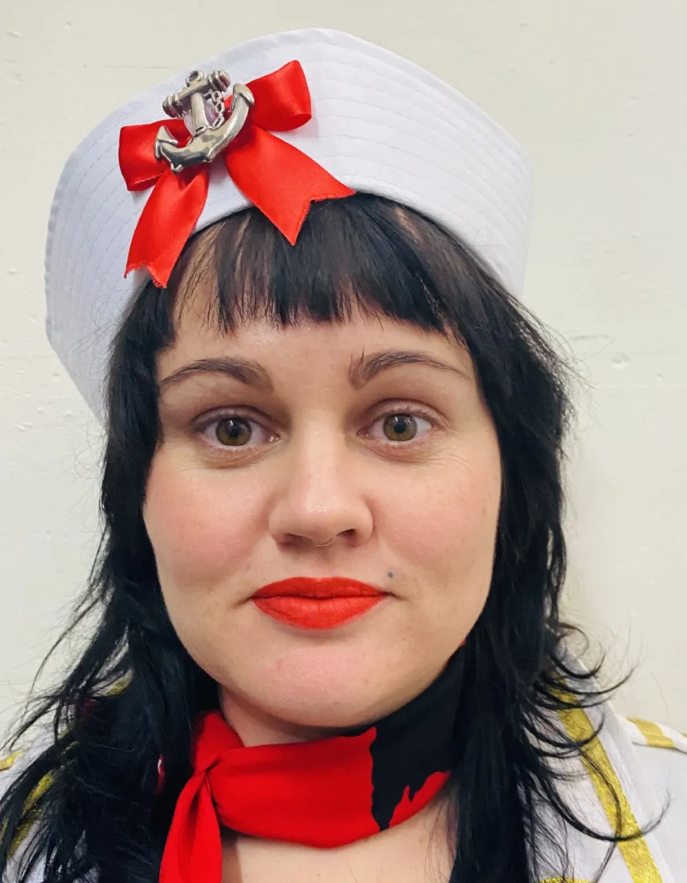 Red Bow and Anchor Sailor Hat
