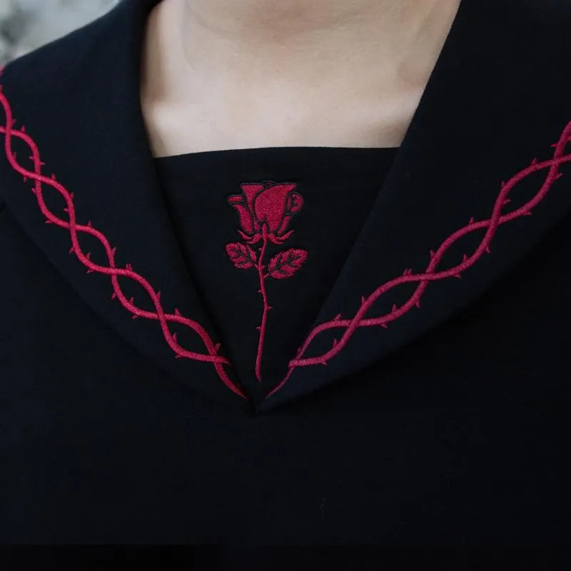 Rose Embroidered Sailor Shirt SD00589