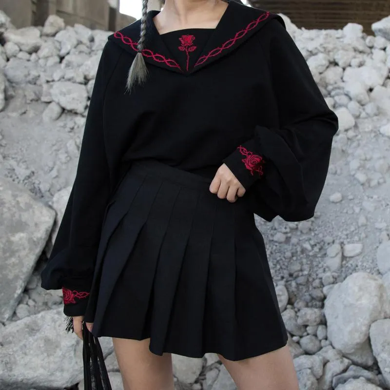 Rose Embroidered Sailor Shirt SD00589