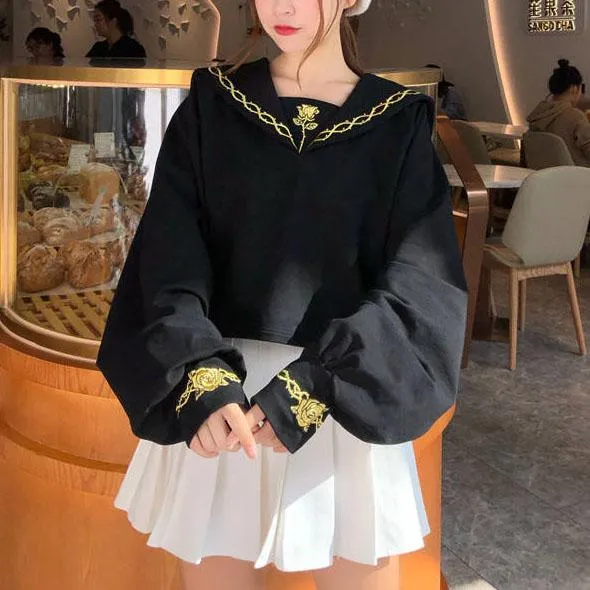 Rose Embroidered Sailor Shirt SD00589