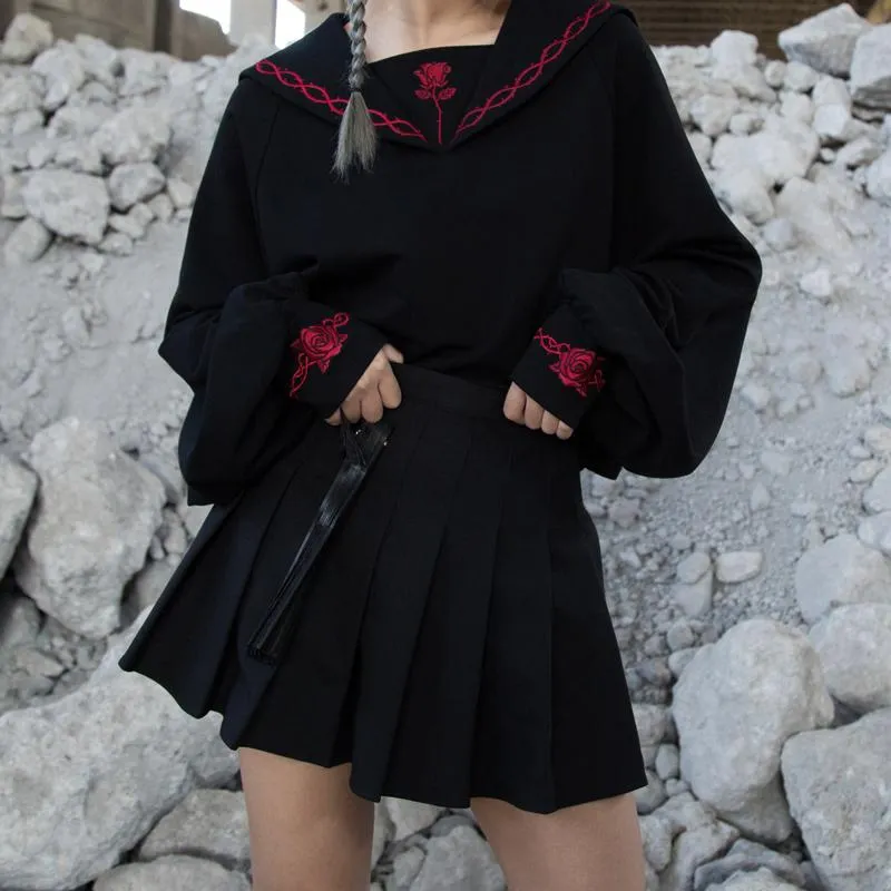 Rose Embroidered Sailor Shirt SD00589