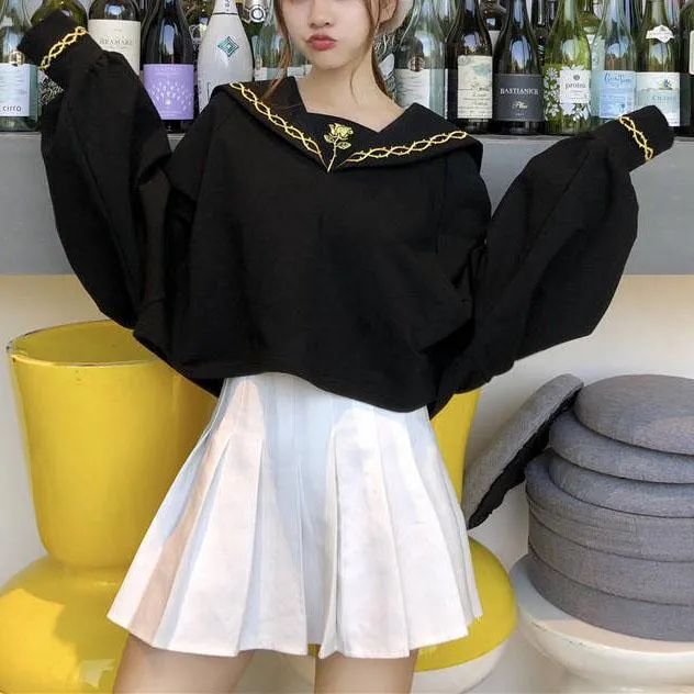 Rose Embroidered Sailor Shirt SD00589