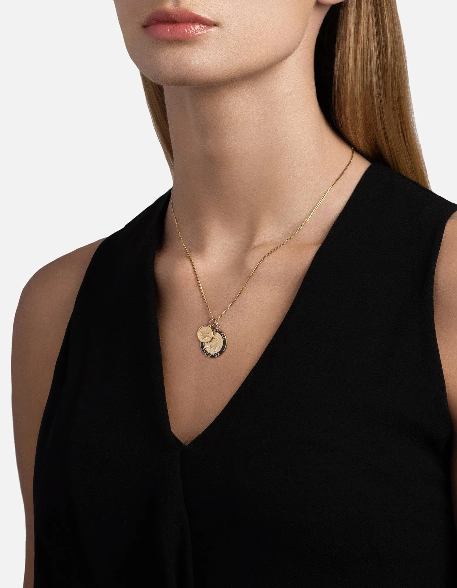 Saint Christopher Surf Necklace, Gold Vermeil/Black