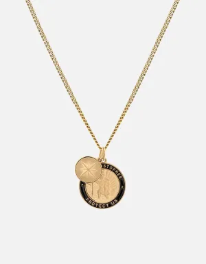 Saint Christopher Surf Necklace, Gold Vermeil/Black