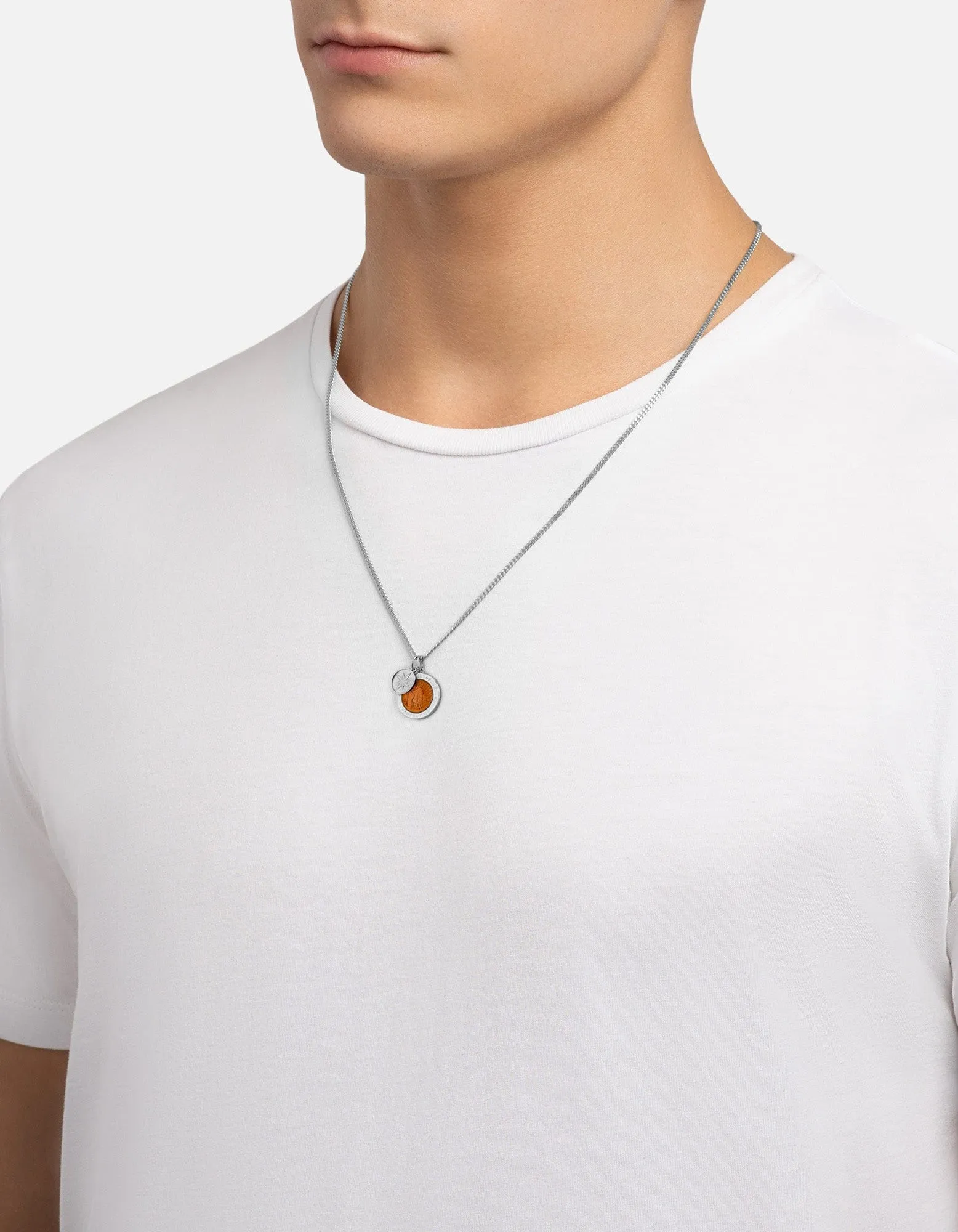 Saint Christopher Surf Necklace, Sterling Silver/Desert Sun