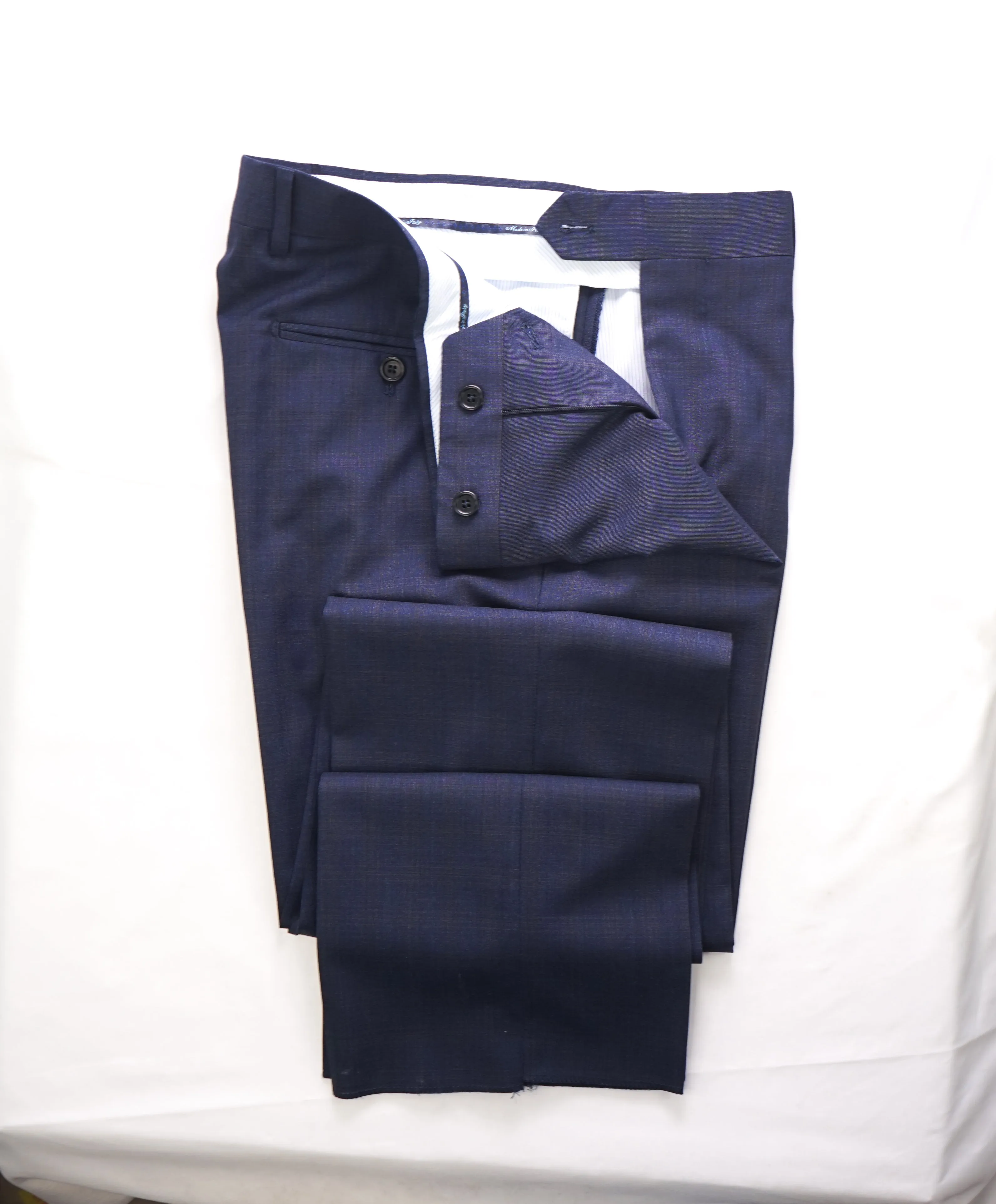 SAKS FIFTH AVE - Camel Plaid Check MADE IN ITALY Flat Front Dress Pants - 32W