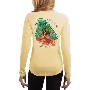 SAND.SALT.SURF.SUN. Atlantis Mermaid Women's UPF 50  UV Sun Protection Performance Long Sleeve T-Shirt