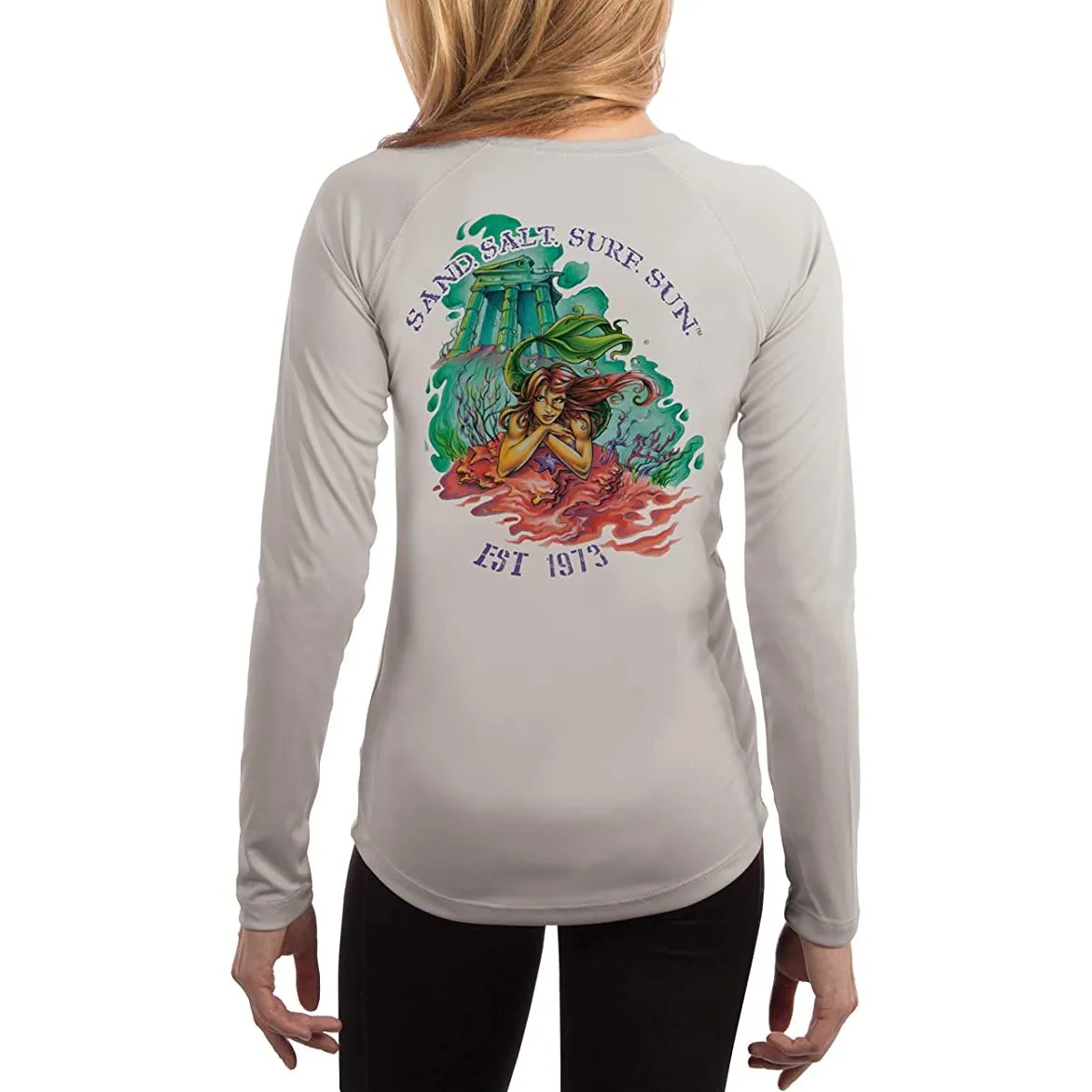 SAND.SALT.SURF.SUN. Atlantis Mermaid Women's UPF 50  UV Sun Protection Performance Long Sleeve T-Shirt