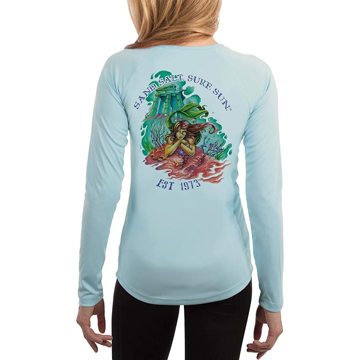 SAND.SALT.SURF.SUN. Atlantis Mermaid Women's UPF 50  UV Sun Protection Performance Long Sleeve T-Shirt