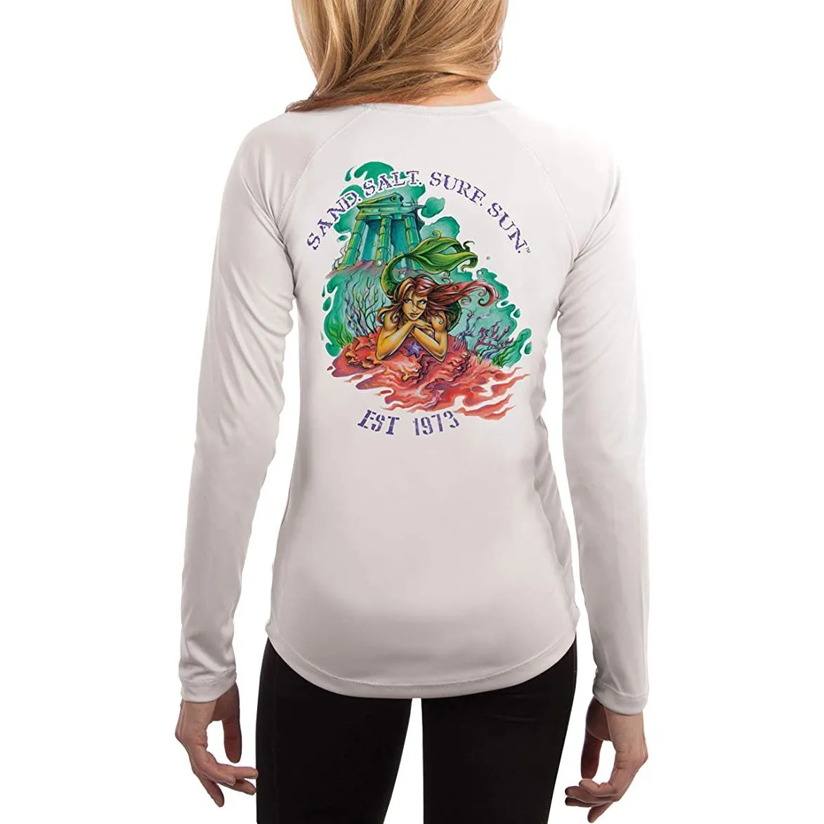 SAND.SALT.SURF.SUN. Atlantis Mermaid Women's UPF 50  UV Sun Protection Performance Long Sleeve T-Shirt