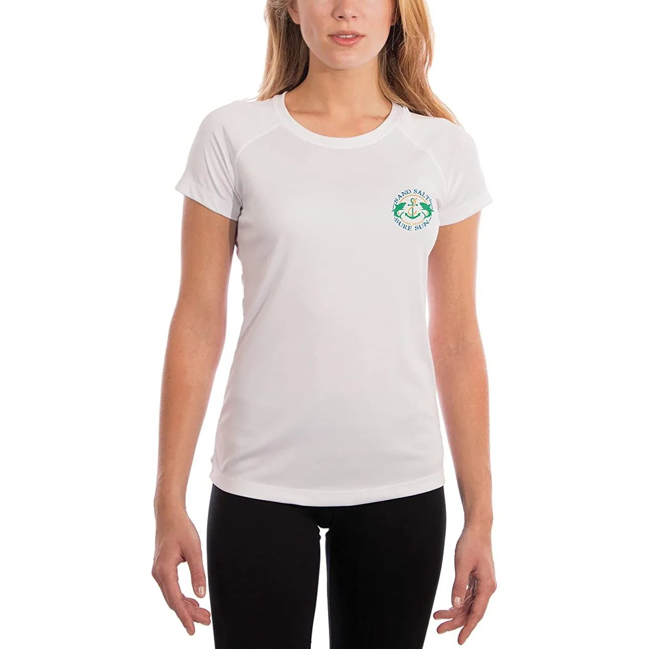 SAND.SALT.SURF.SUN. Coral Octopus Women's UPF 50  UV Sun Protection Performance Short Sleeve T-Shirt