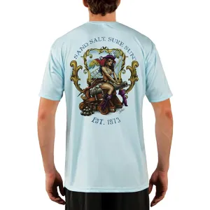 SAND.SALT.SURF.SUN. Pirate Girl Cannon Men's UPF 50  UV Sun Protection Performance Short Sleeve T-Shirt