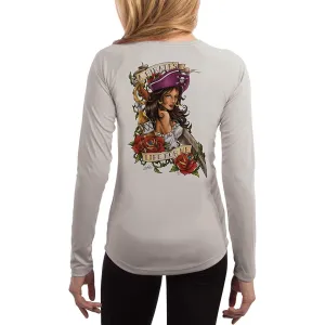 SAND.SALT.SURF.SUN. Pirate Girl Women's UPF 50  UV Sun Protection Performance Long Sleeve T-Shirt