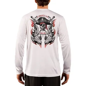 SAND.SALT.SURF.SUN. Pirate Life with Sharks Men's UPF 50  UV Sun Protection Performance Long Sleeve T-Shirt