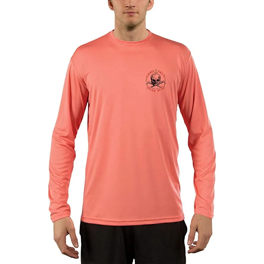 SAND.SALT.SURF.SUN. Pirate Life with Sharks Men's UPF 50  UV Sun Protection Performance Long Sleeve T-Shirt