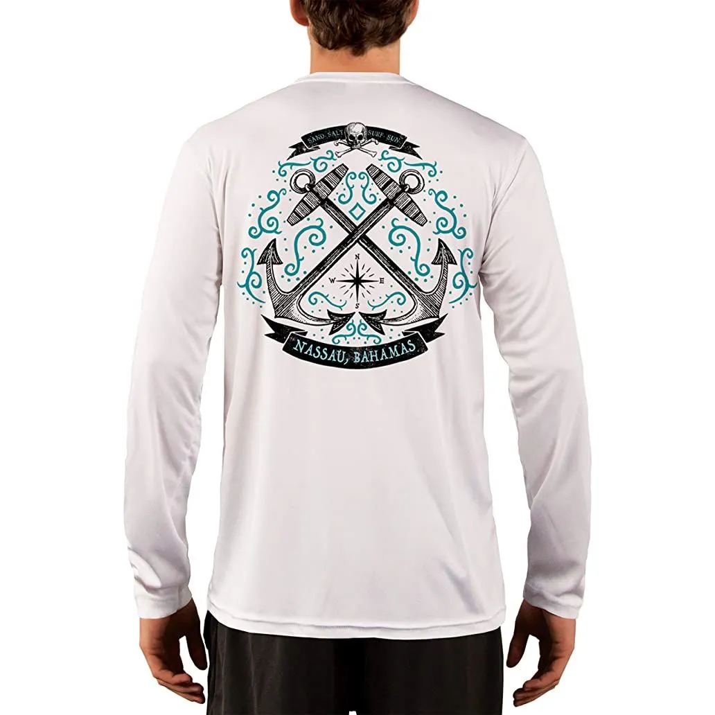 SAND.SALT.SURF.SUN. Sailing Anchor Blue Nassau Men's UPF 50  UV Sun Protection Performance Long Sleeve T-Shirt