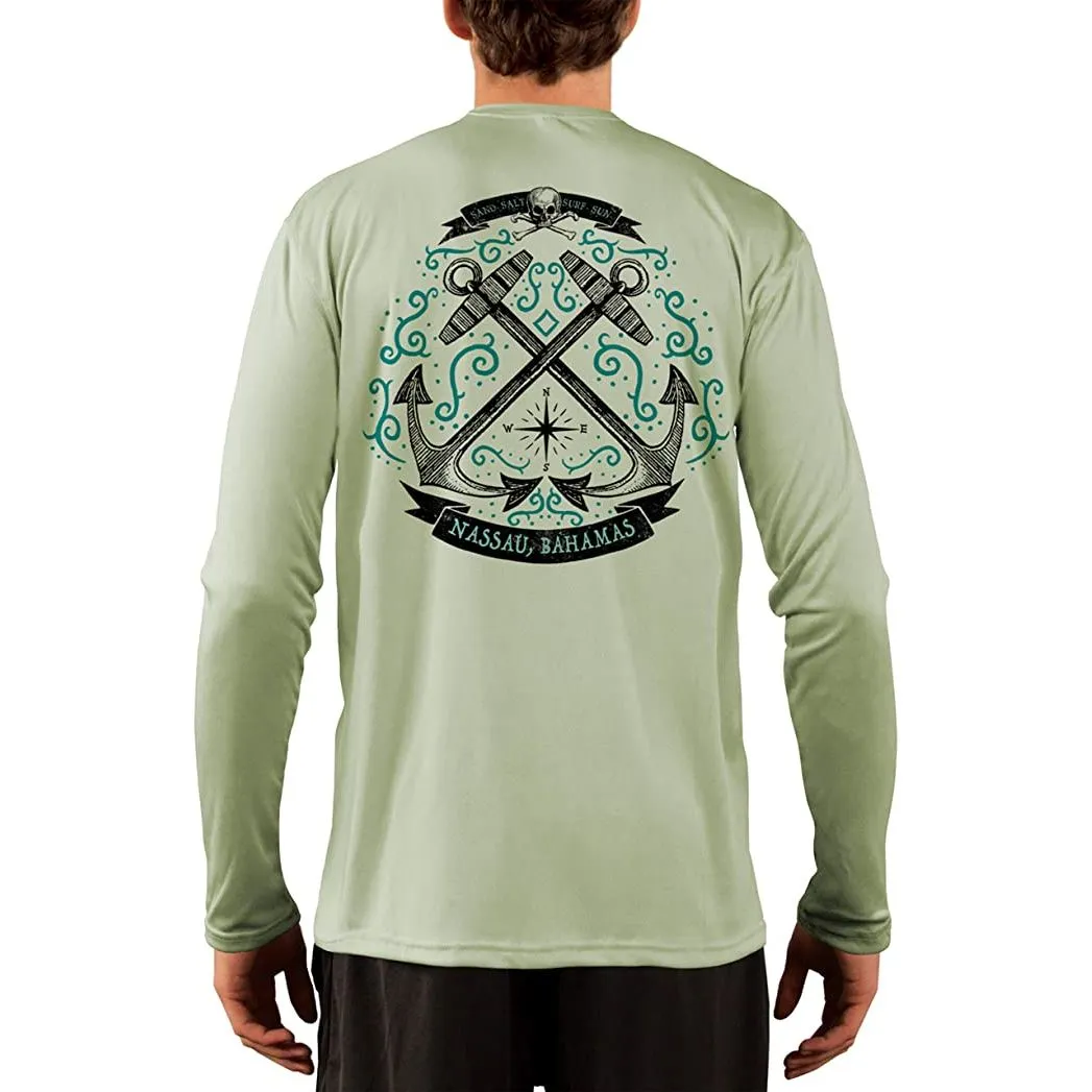 SAND.SALT.SURF.SUN. Sailing Anchor Blue Nassau Men's UPF 50  UV Sun Protection Performance Long Sleeve T-Shirt