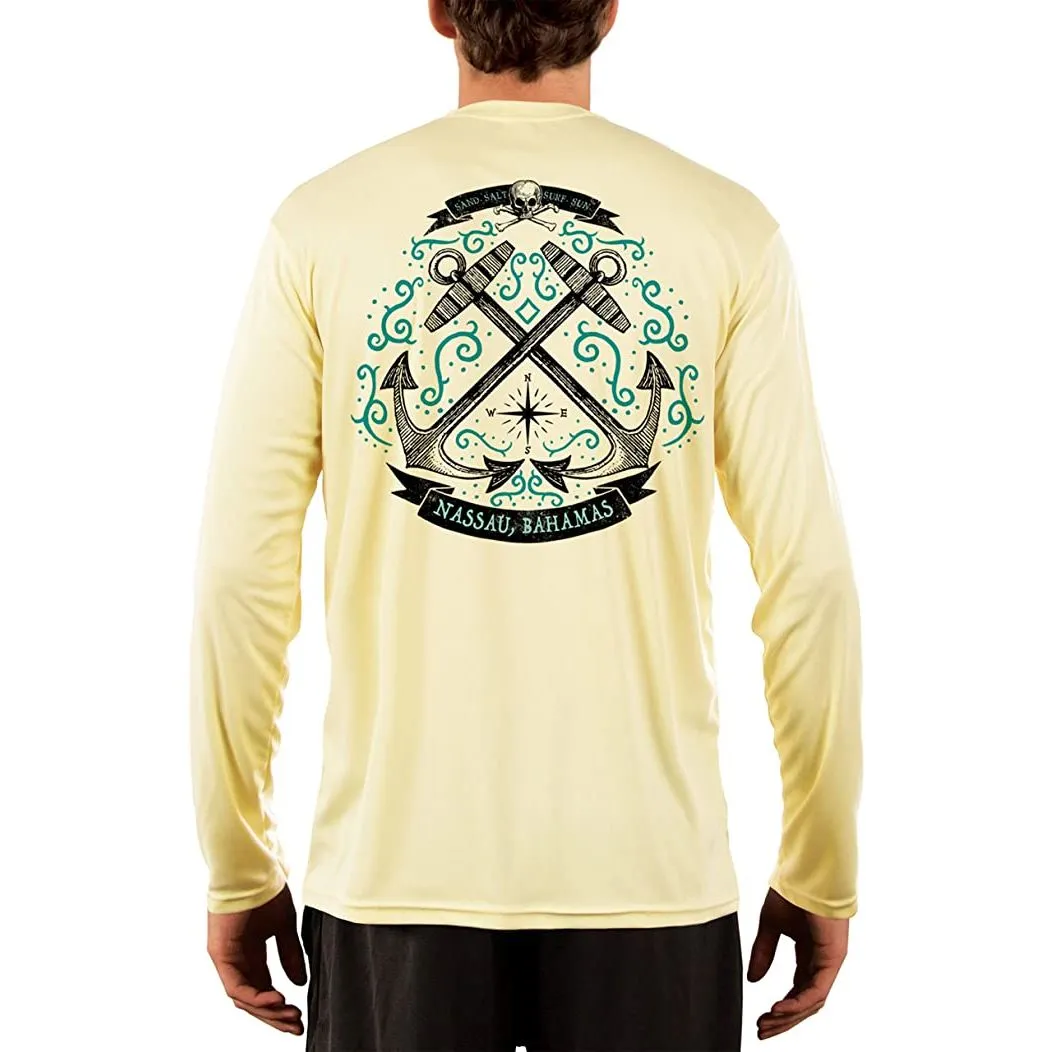 SAND.SALT.SURF.SUN. Sailing Anchor Blue Nassau Men's UPF 50  UV Sun Protection Performance Long Sleeve T-Shirt