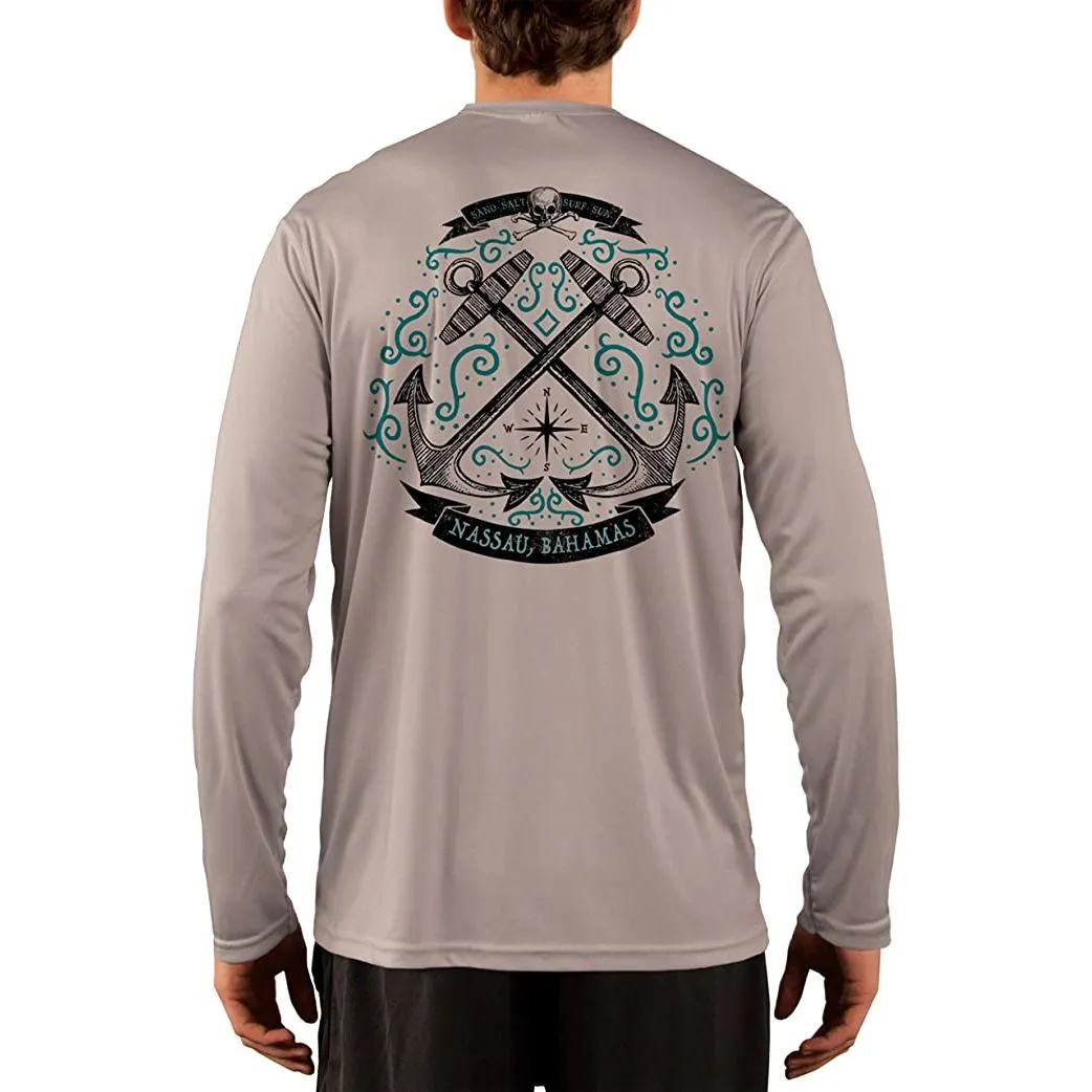 SAND.SALT.SURF.SUN. Sailing Anchor Blue Nassau Men's UPF 50  UV Sun Protection Performance Long Sleeve T-Shirt