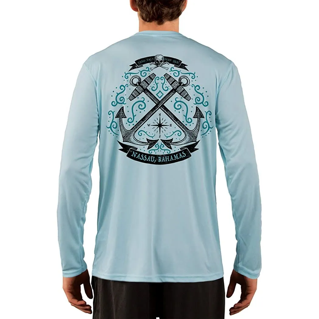 SAND.SALT.SURF.SUN. Sailing Anchor Blue Nassau Men's UPF 50  UV Sun Protection Performance Long Sleeve T-Shirt