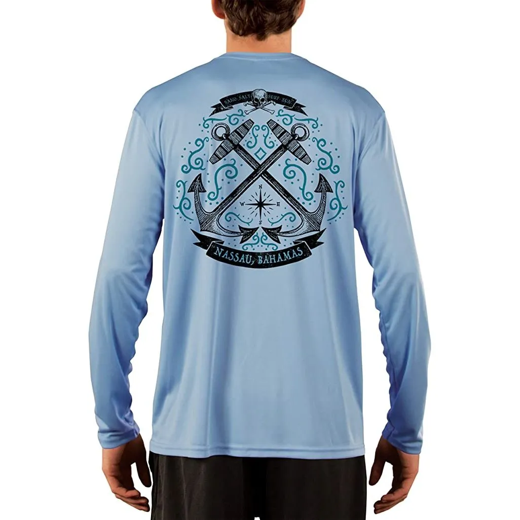 SAND.SALT.SURF.SUN. Sailing Anchor Blue Nassau Men's UPF 50  UV Sun Protection Performance Long Sleeve T-Shirt