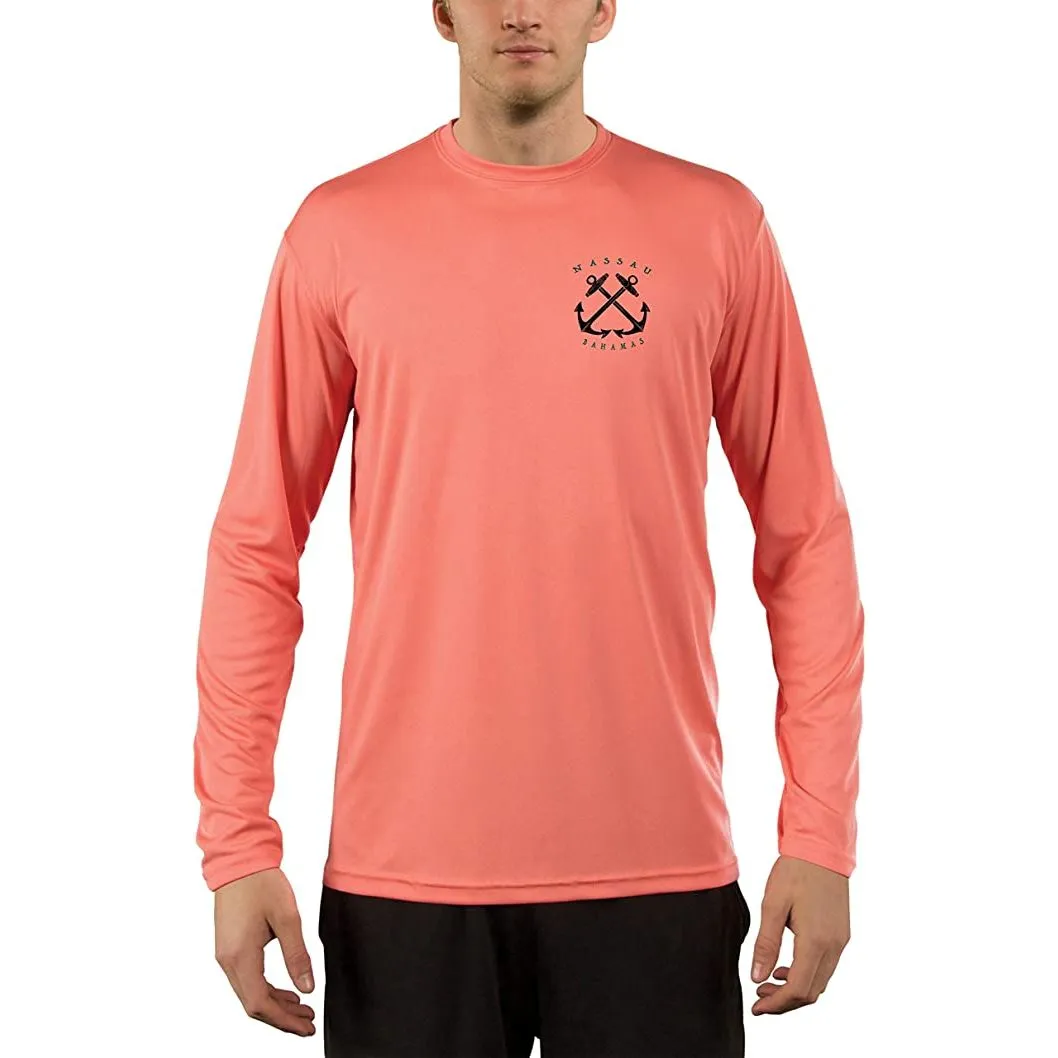 SAND.SALT.SURF.SUN. Sailing Anchor Blue Nassau Men's UPF 50  UV Sun Protection Performance Long Sleeve T-Shirt