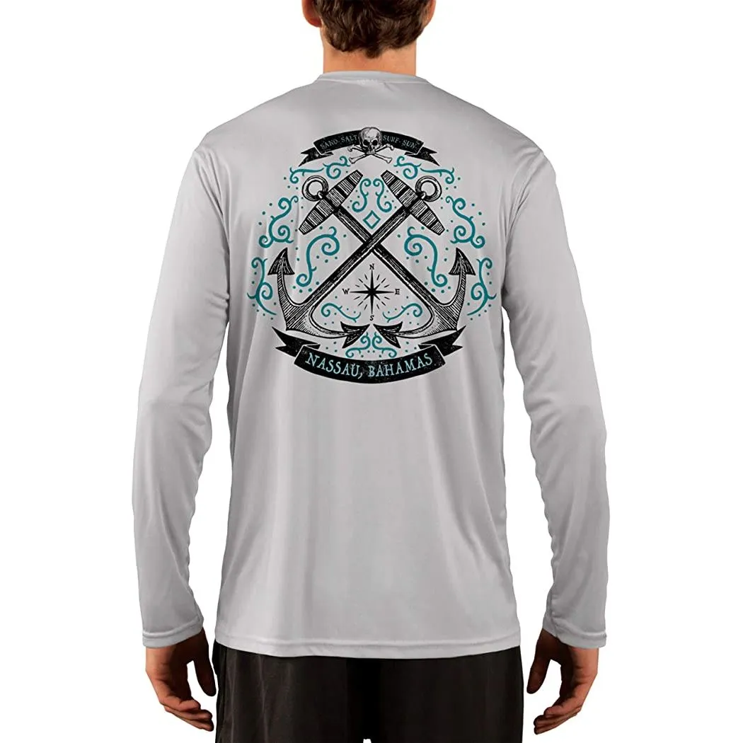 SAND.SALT.SURF.SUN. Sailing Anchor Blue Nassau Men's UPF 50  UV Sun Protection Performance Long Sleeve T-Shirt