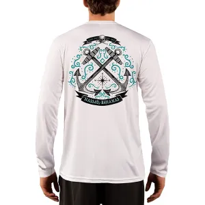 SAND.SALT.SURF.SUN. Sailing Anchor Blue Nassau Men's UPF 50  UV Sun Protection Performance Long Sleeve T-Shirt
