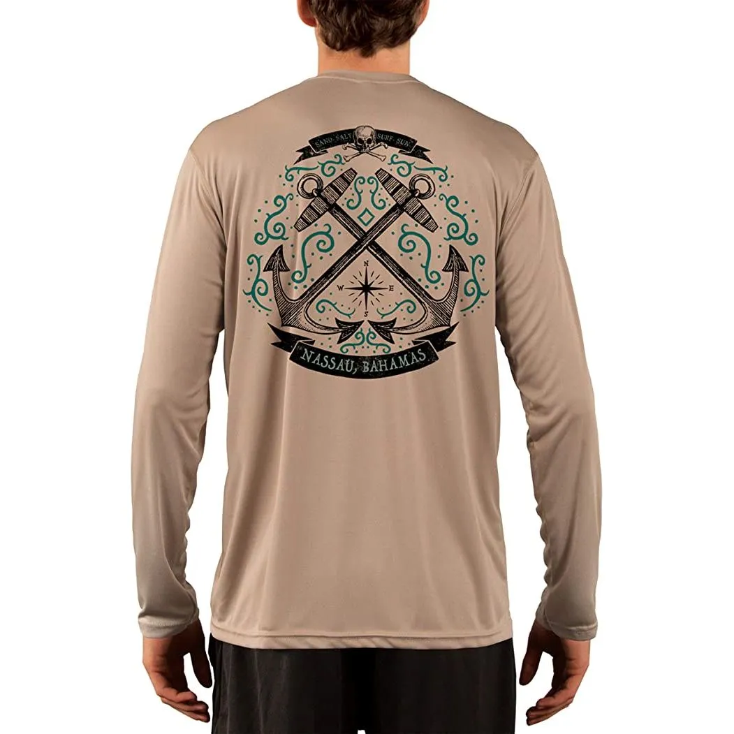 SAND.SALT.SURF.SUN. Sailing Anchor Blue Nassau Men's UPF 50  UV Sun Protection Performance Long Sleeve T-Shirt